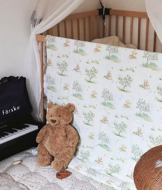 Summer Cooling Collection Toddler Cooling Blankety (120 × 150 cm) - Green Bear