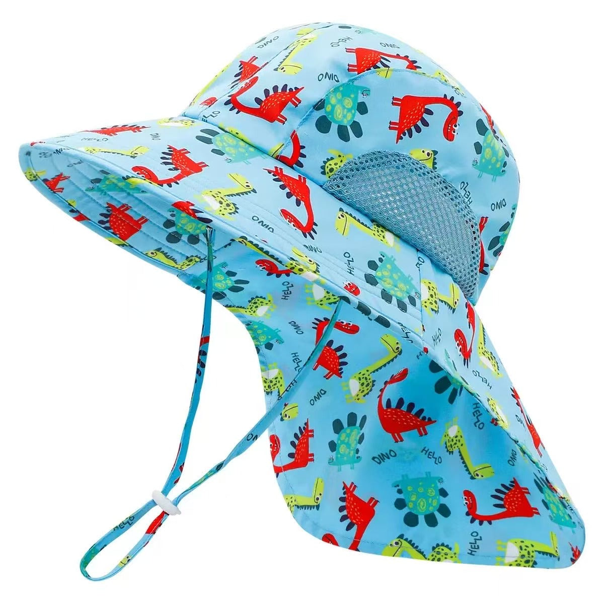 Kids Quick-Dry Wide Brim Sun Hat Dino