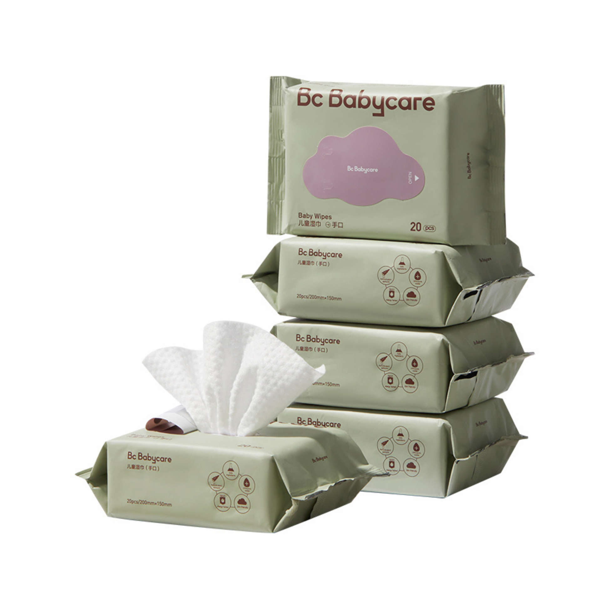 Bc Babycare Baby Hand & Mouth Wipes Travel Size 20 Count (unscented)
