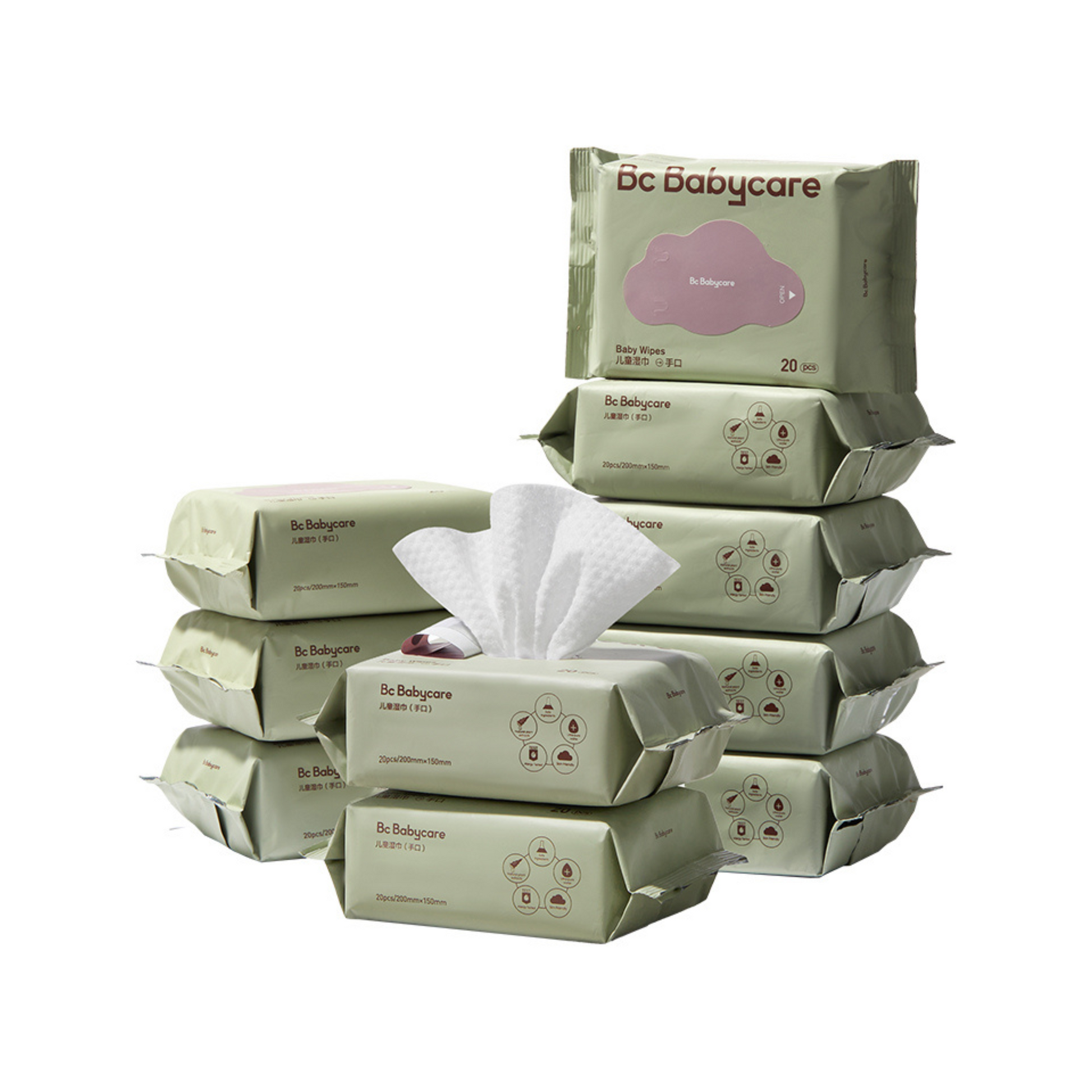 Bc Babycare Baby Hand & Mouth Wipes Travel Size 20 Count (unscented)