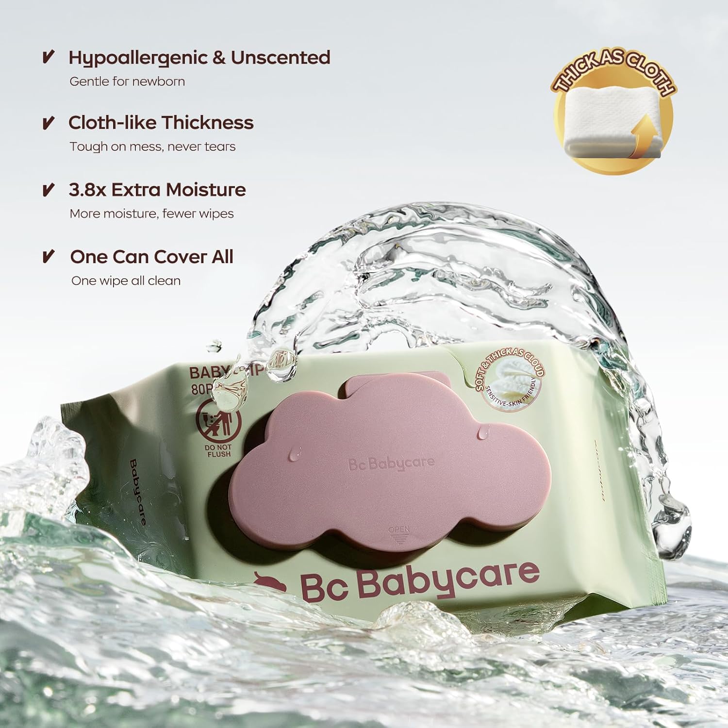 Bc Babycare Baby Hand & Mouth Wipes 80 Count (unscented)