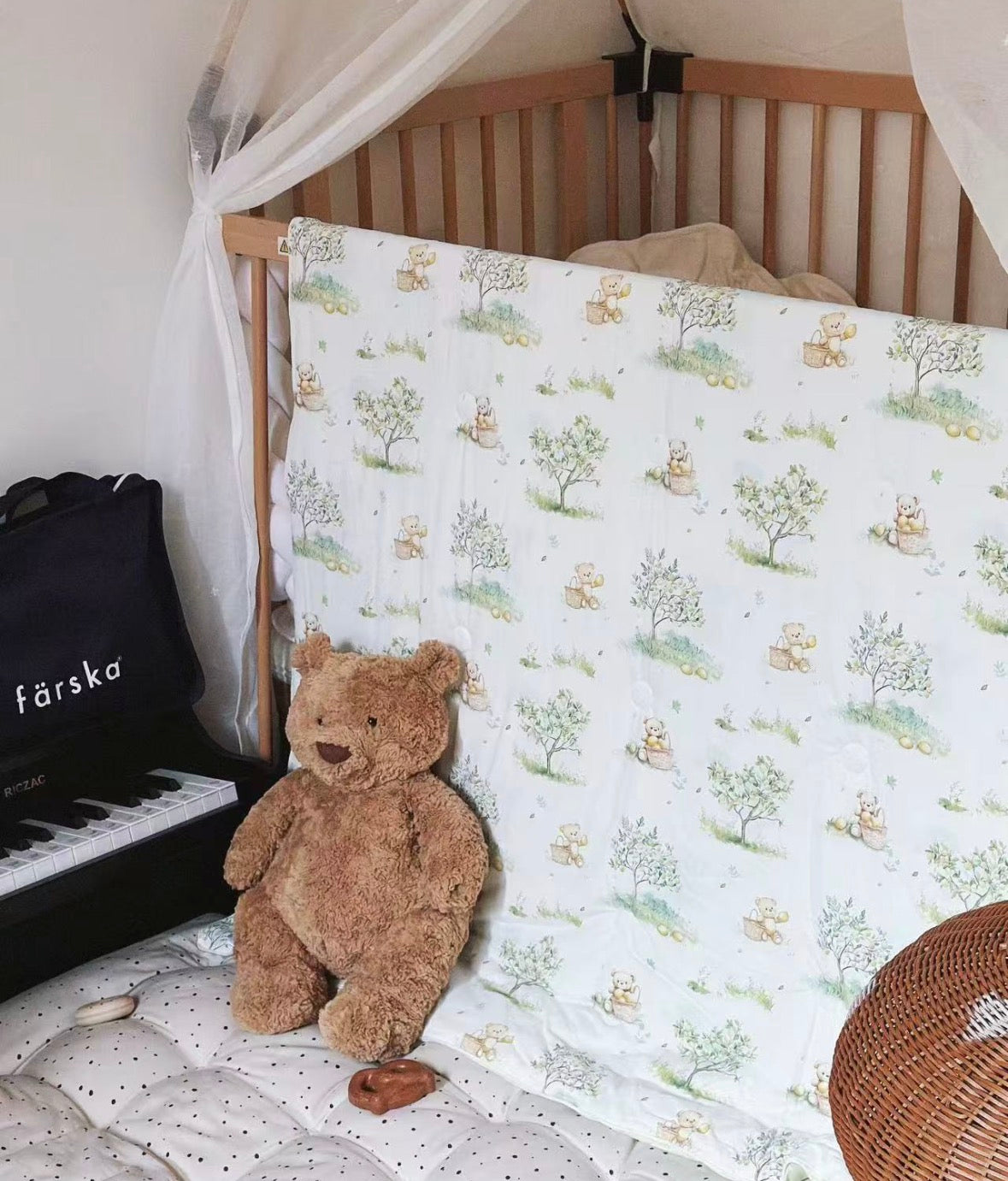 Summer Cooling Collection Toddler Cooling Blankety (120 × 150 cm) - Green Bear