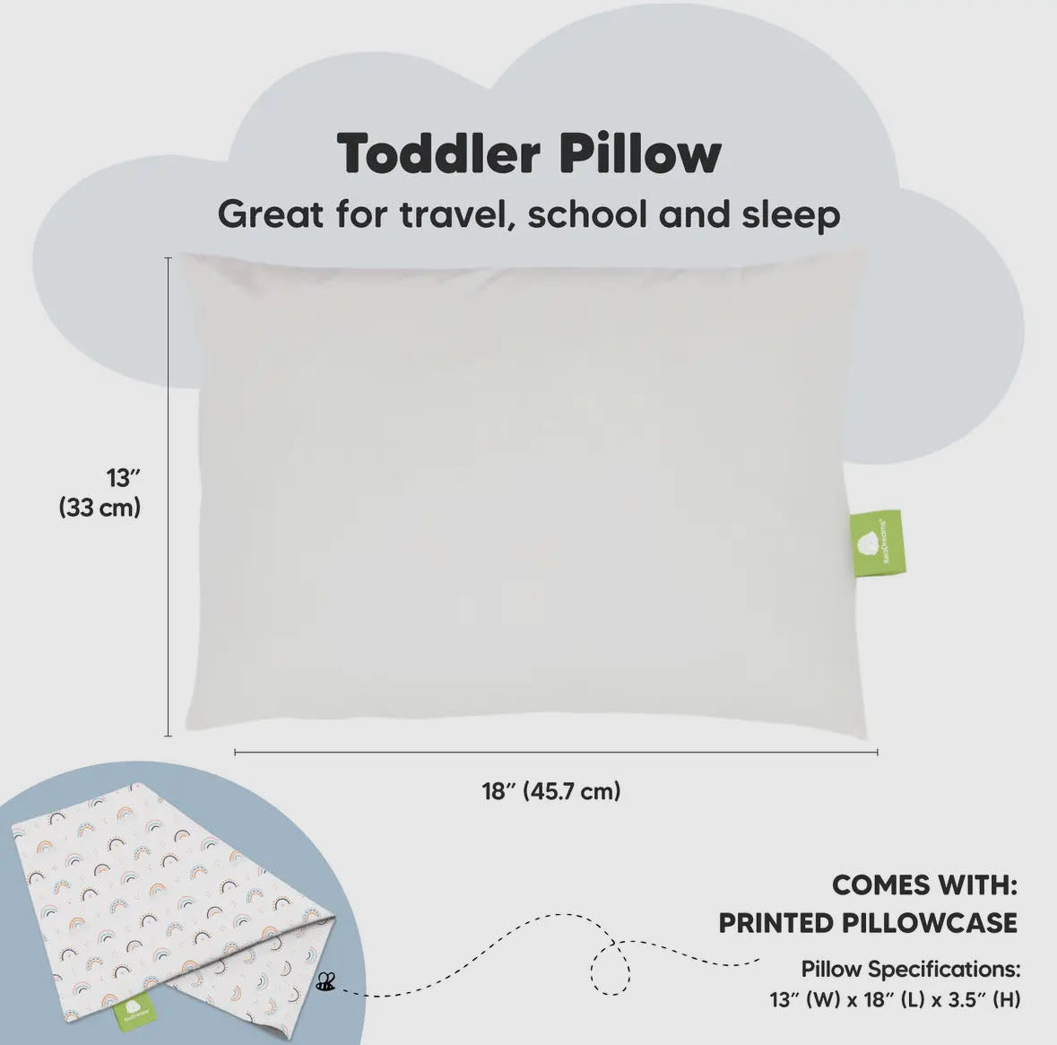 Toddler Pillow with Pillowcase - 33x45cm